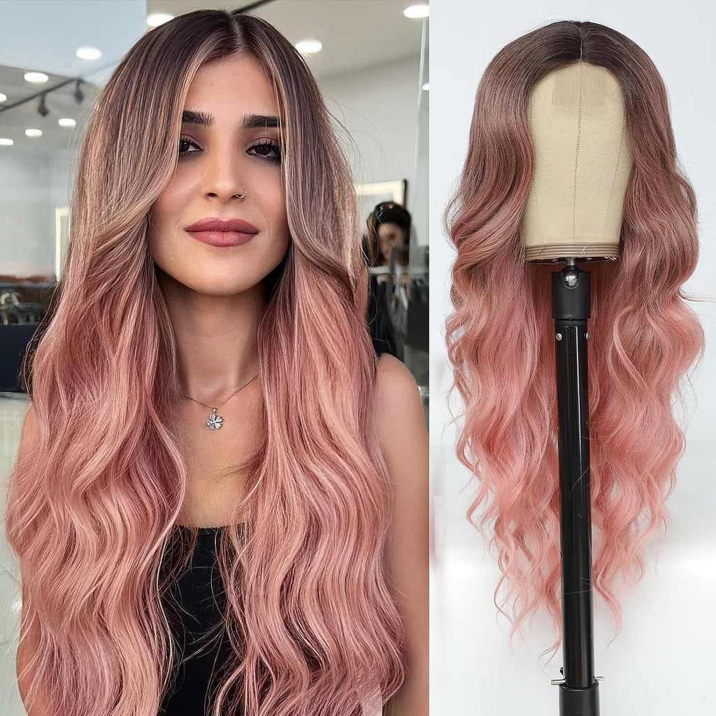 Femmes Noir Long Curly Perruque Full Synthétique Cheveux avec les grandes vagues