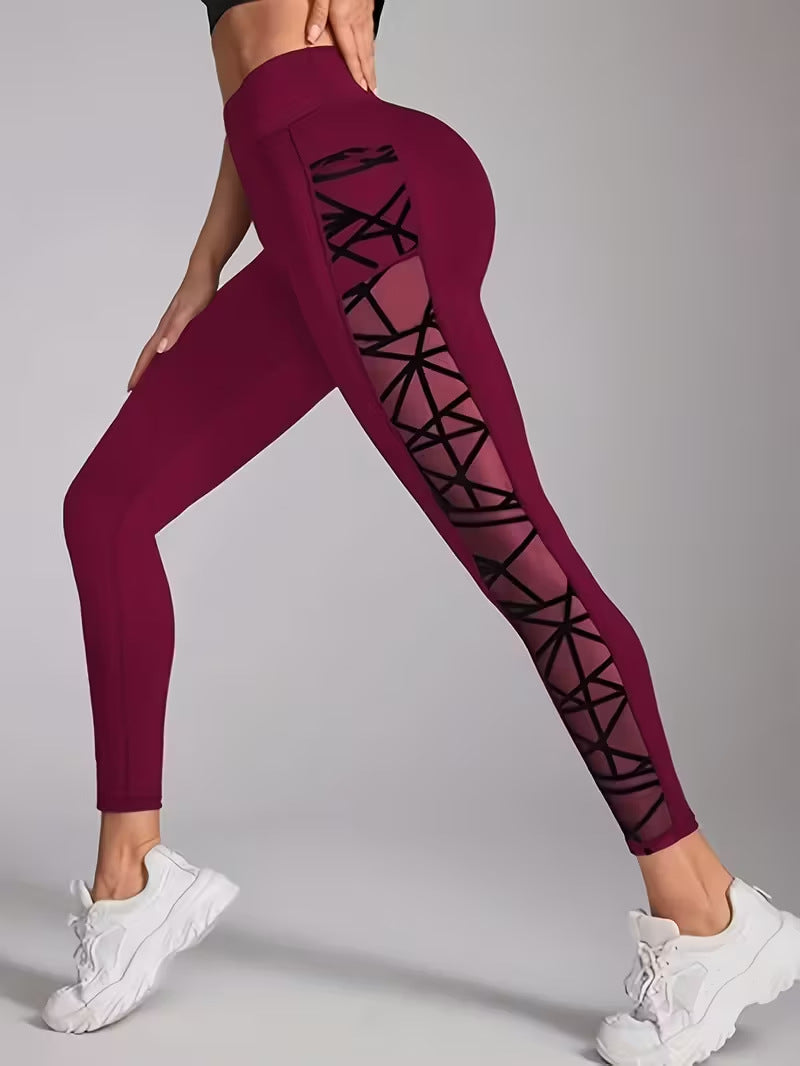 Pantalon de yoga Vente Style européen Sports de plein air Leggings occasionnels Pocket Flèche Mesh Femmes F
