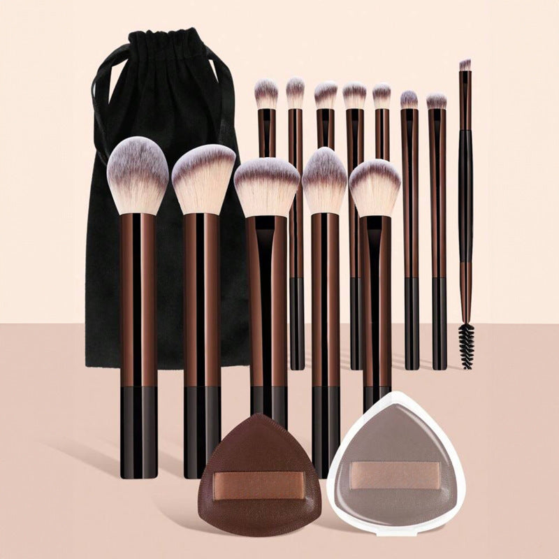 Brosse de maquillage en aluminium brun