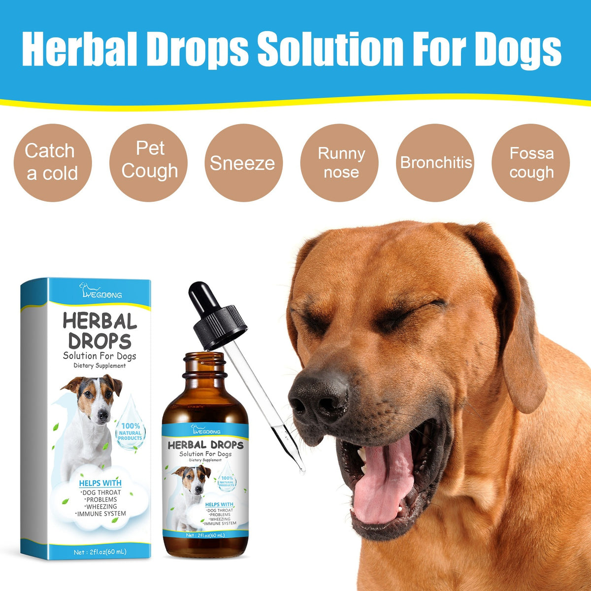 Yegbong Pet Cough Herbal Drops Pet Body Disconfort Care for Pet Cough And Runny Nez