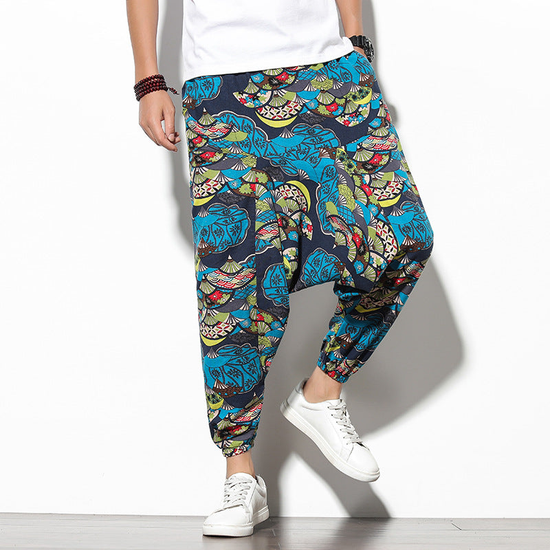 Été Bohème Loose Large-leg Eléphant Flower Beach Pantalons