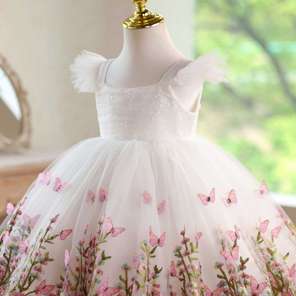 Style coréen Robe à papillon en trois dimensions Tulle pour filles
