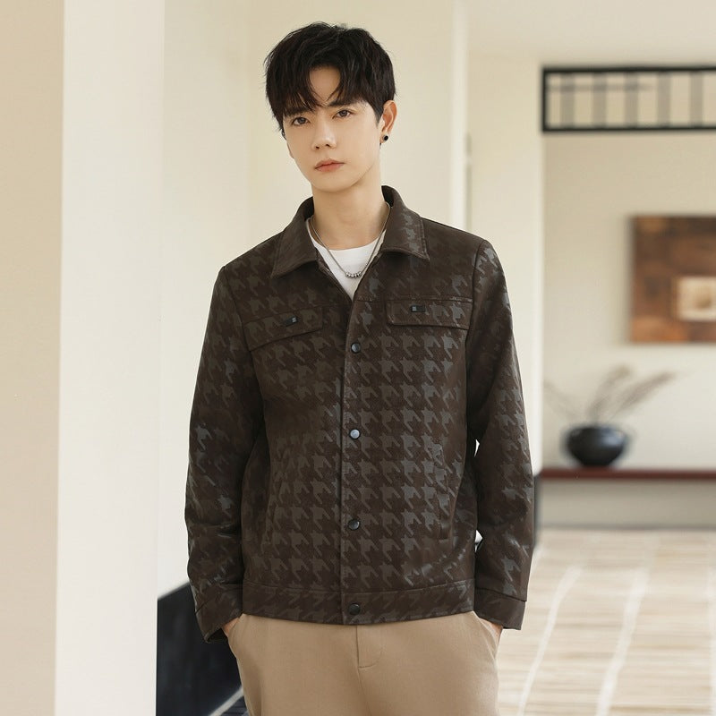 Veste en cuir PU cousu pour les hommes d'affaires