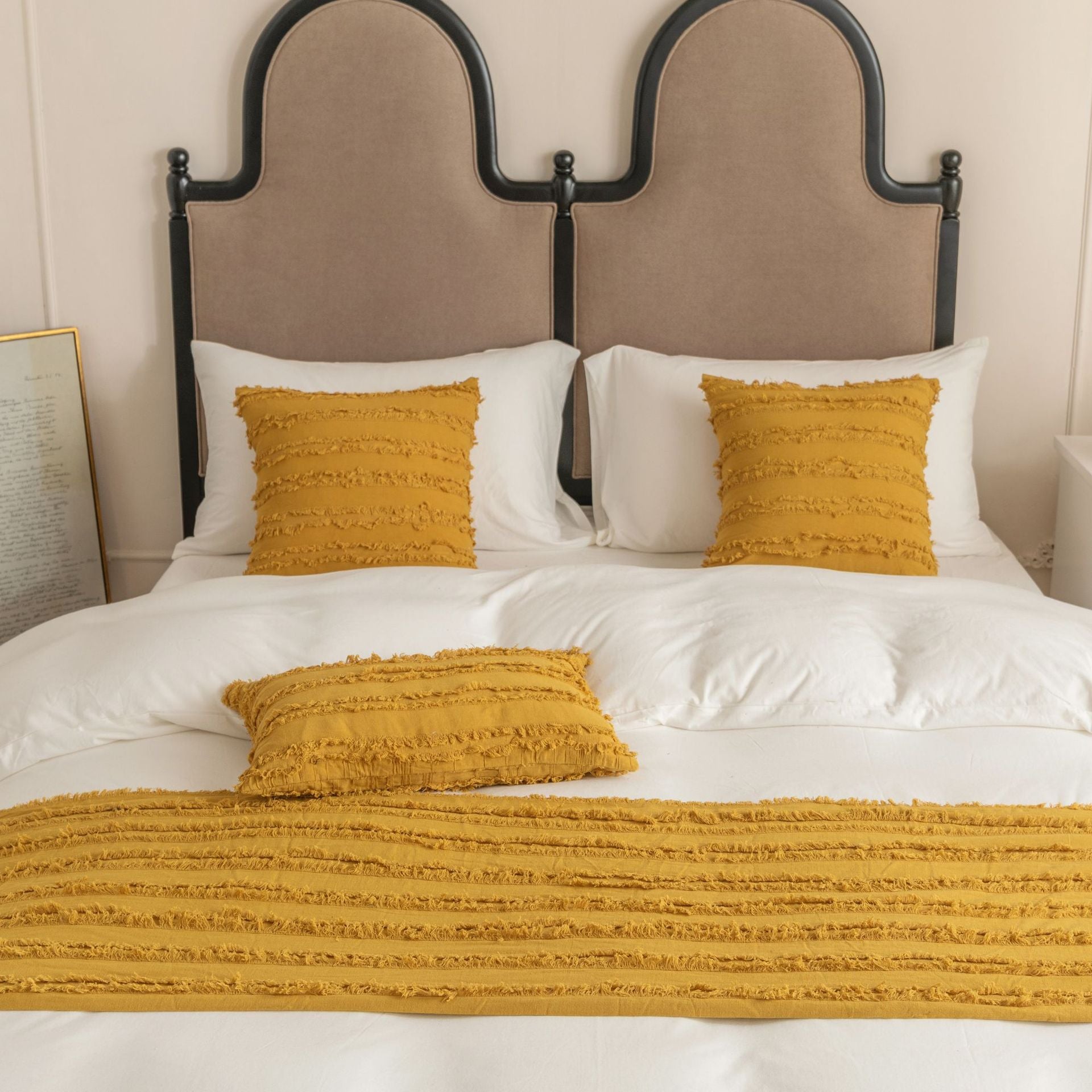 Drapeau de lit en coton de couleur solide Jacquard
