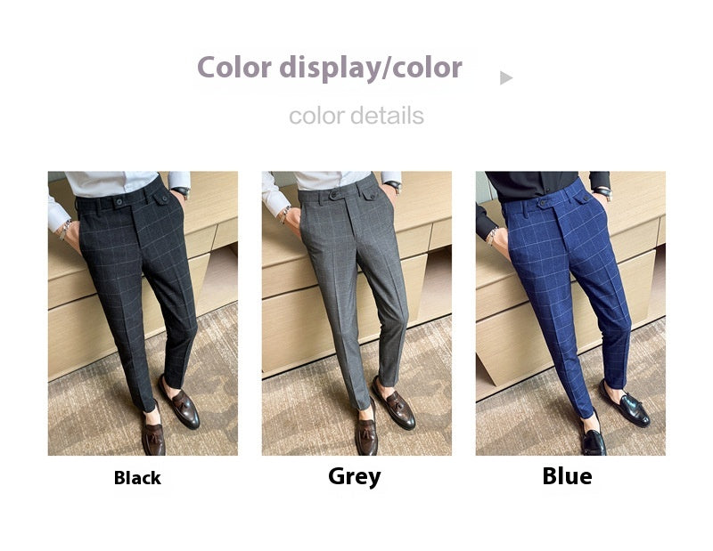 Style coréen British Classic Checkered Elegant Slim Fit meilleur homme pantoufles homme costume P