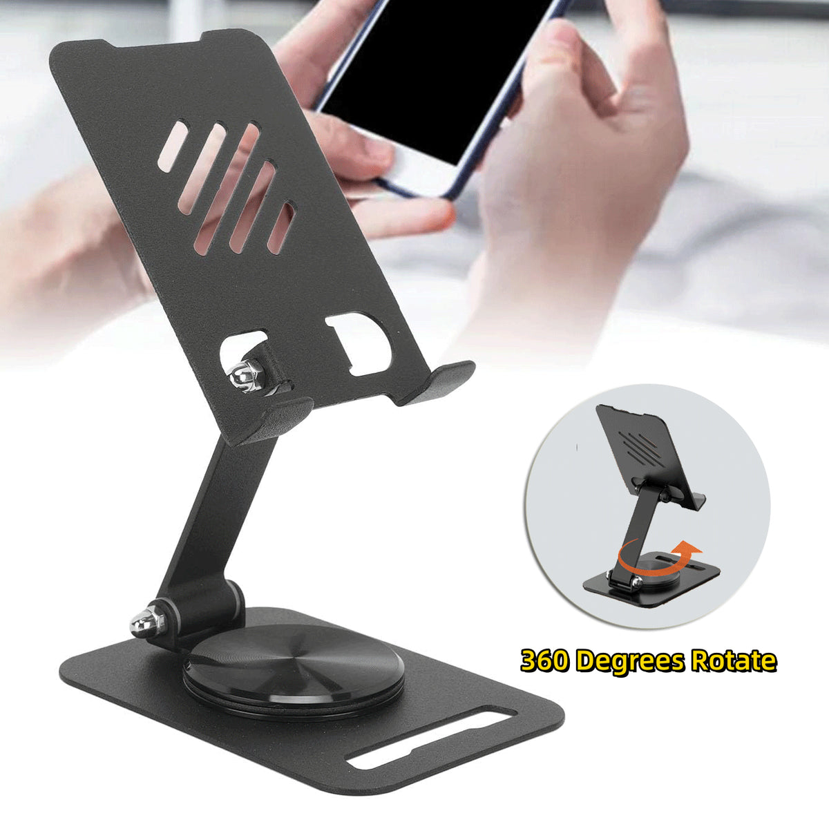 360 Degrees Rotate Metal Desk Support de téléphone mobile Support pour téléphone Pad Bureau réglable T