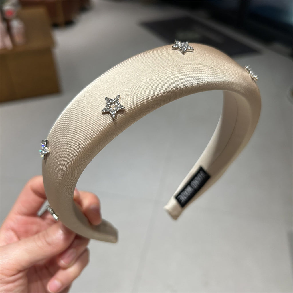 Bandeau pour femmes Haut bandeau de la Couronne avec strass étoilé Clip pour cheveux pour flyaways