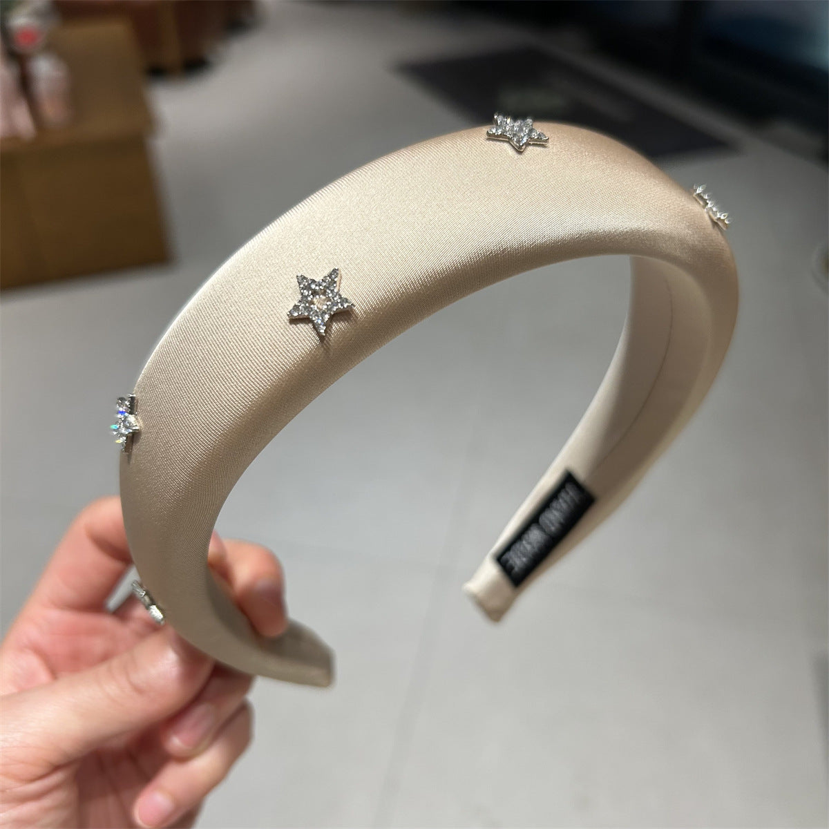 Bandeau pour femmes Haut bandeau de la Couronne avec strass étoilé Clip pour cheveux pour flyaways
