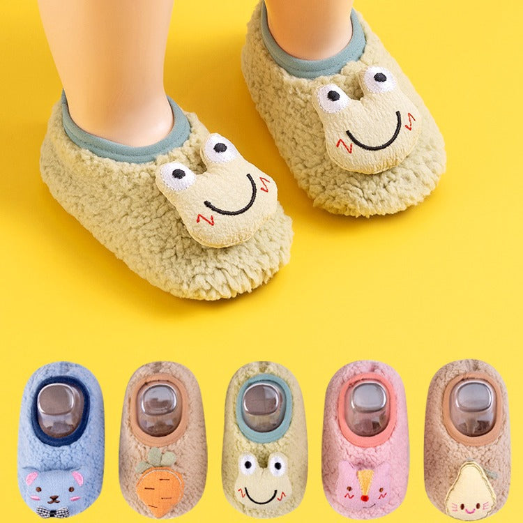 Chaussettes de sol antidérapantes pour les enfants Lignées de polaire chaude et extra-épaississantes comme vos petits enfants