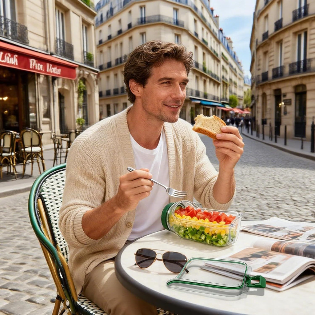 Conteneur de salade avec ouverture latérale