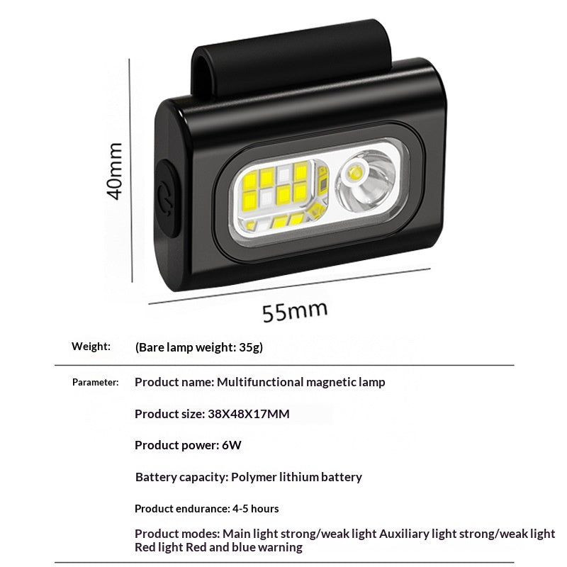 Lampe de poitrine magnétique en silicone rouge-lumière portable pour la course de nuit