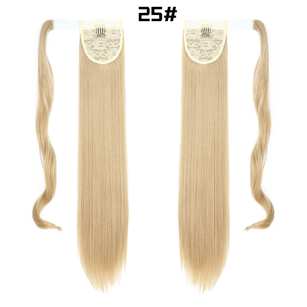 European And American Long Straight Cheveux Velcro Ponytail