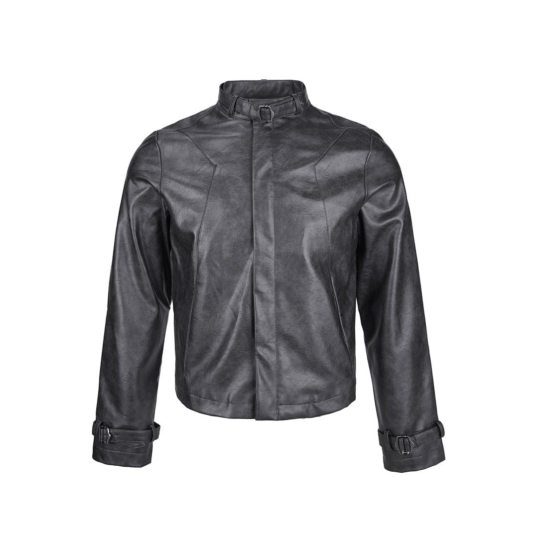 Veste courte en cuir détraqué