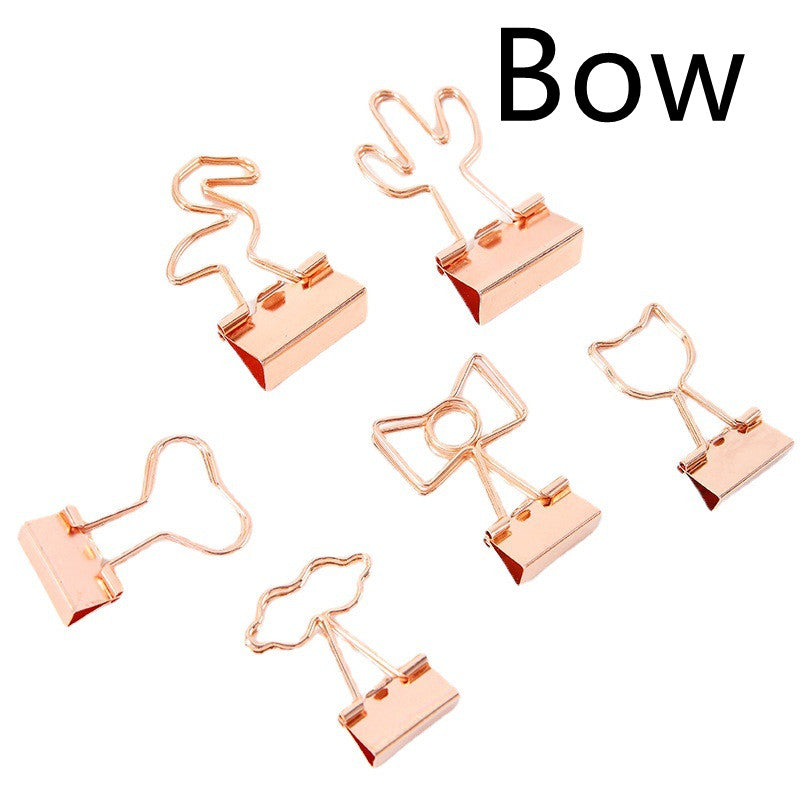 Creative Plating Or Petit Clip Bureau Style Long Tail Metal
