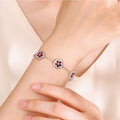 S925 Argent Sterling Rouge Lab-Grown Bracelet de fleur de pierres précieuses 16cm Platinum plaqué avec D Co