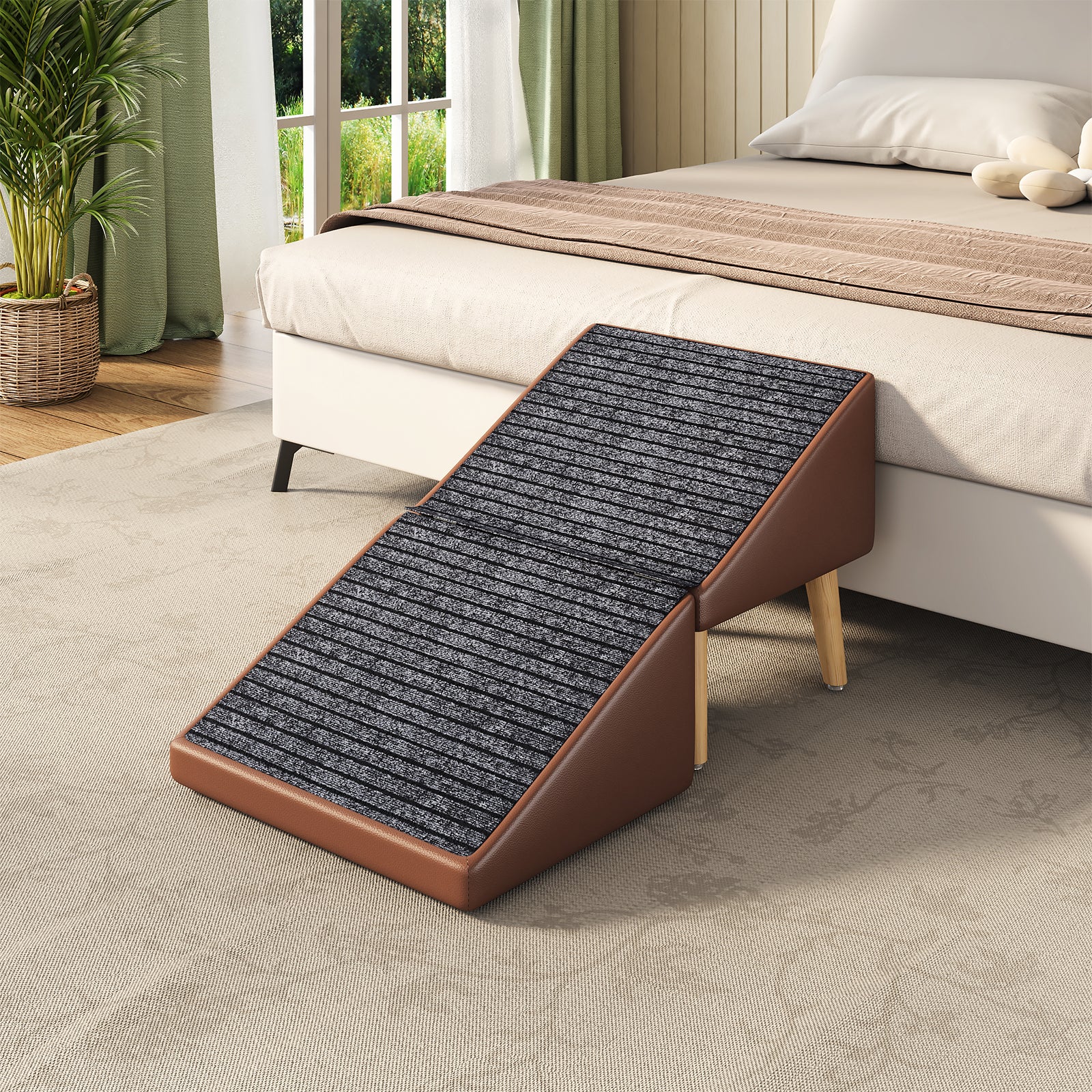 3-en-1 Dog Ramp 18.89"×17.91"×20.08" avec stockage – Étables pour chiens âgés et blessés &