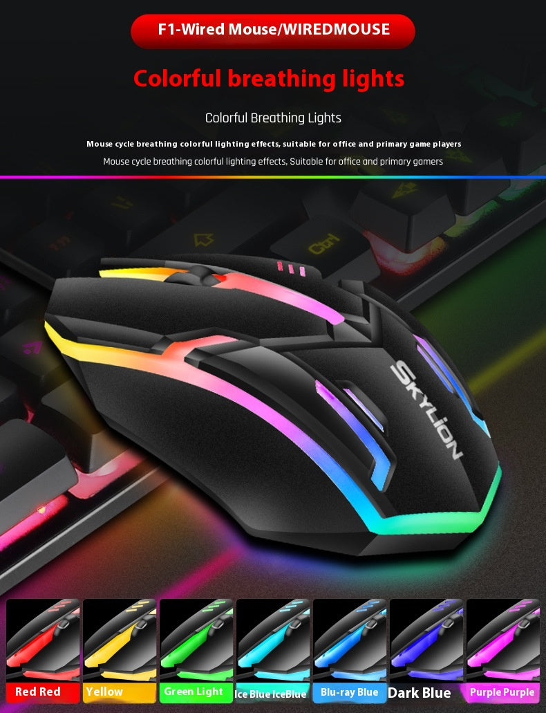 Wired Luminous Mouse Office Accueil Jeux Ordinateurs de bureau USB et Ordinateur portable Universal PlayerUn