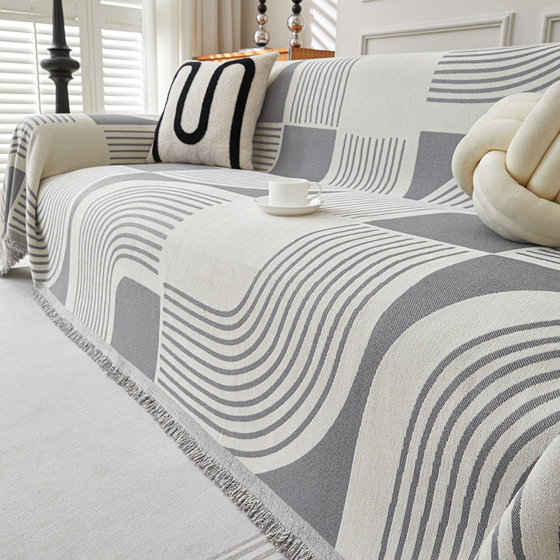 Chenille Housse de canapé Enveloppe complète Design universel minimaliste épais pour toutes les quatre saisons