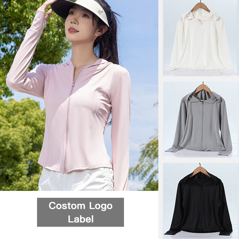 Femmes Ice Silk Cool Yoga Sun Protection Vêtements Slim-fit Waist Breathable Outdoor Howe