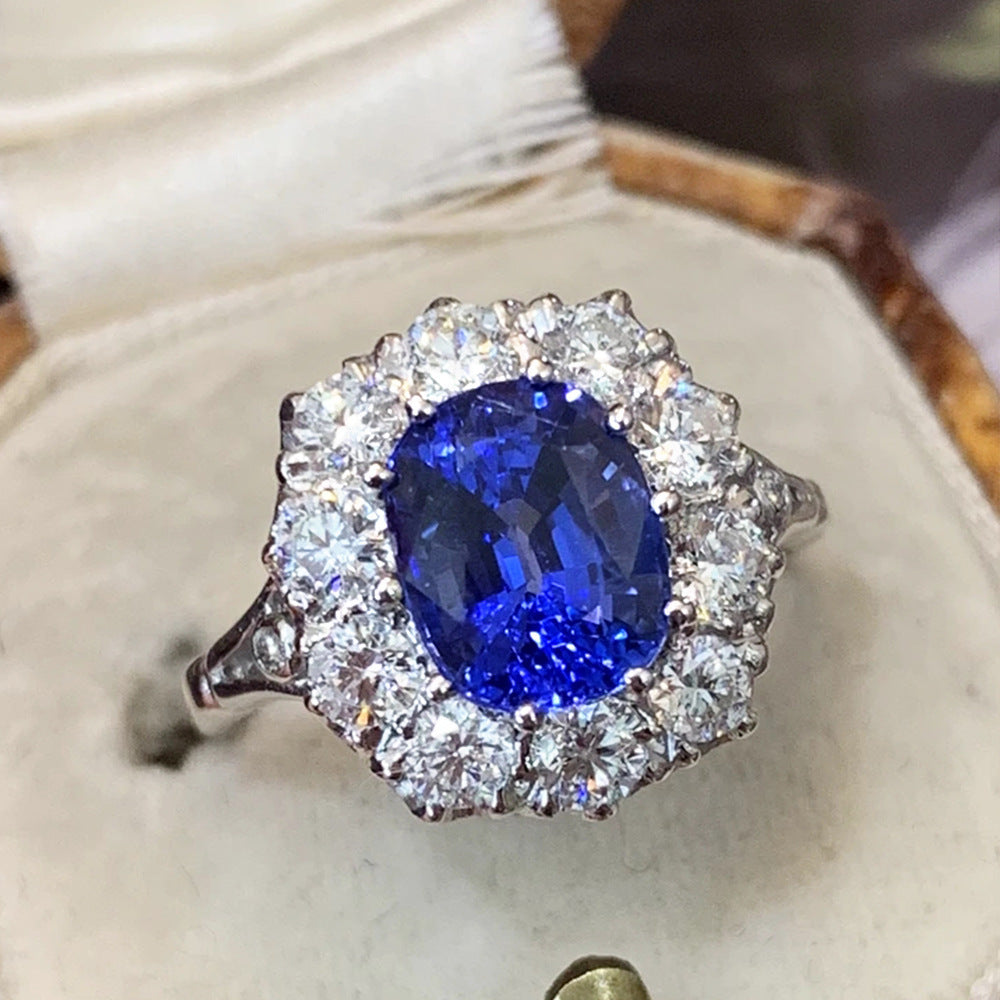 Bague en cuivre de luxe pour femmes avec revêtement en or blanc