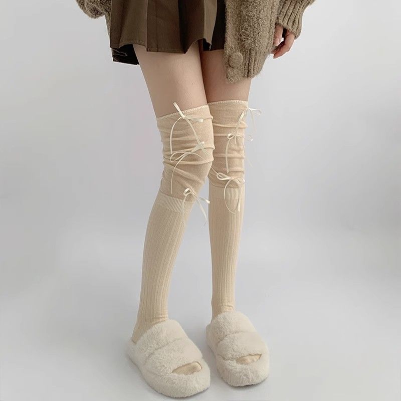 Femmes SpringAutomn Bas minces avec patchwork et Bowknot