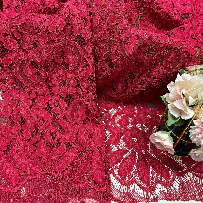 Tissu de vêtement de bord de la dentelle de couleur fixe multi-couleur, échancré