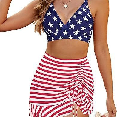 Maillot de bain deux pièces avec jupe à haute couture imprimée