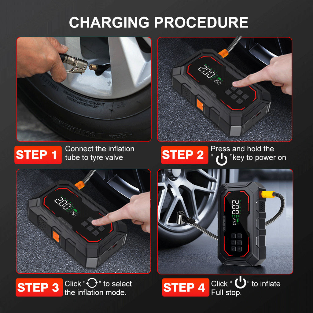 5 En 1 voiture J Ump Banque d'alimentation avec compresseur d'air et booster de batterie légère