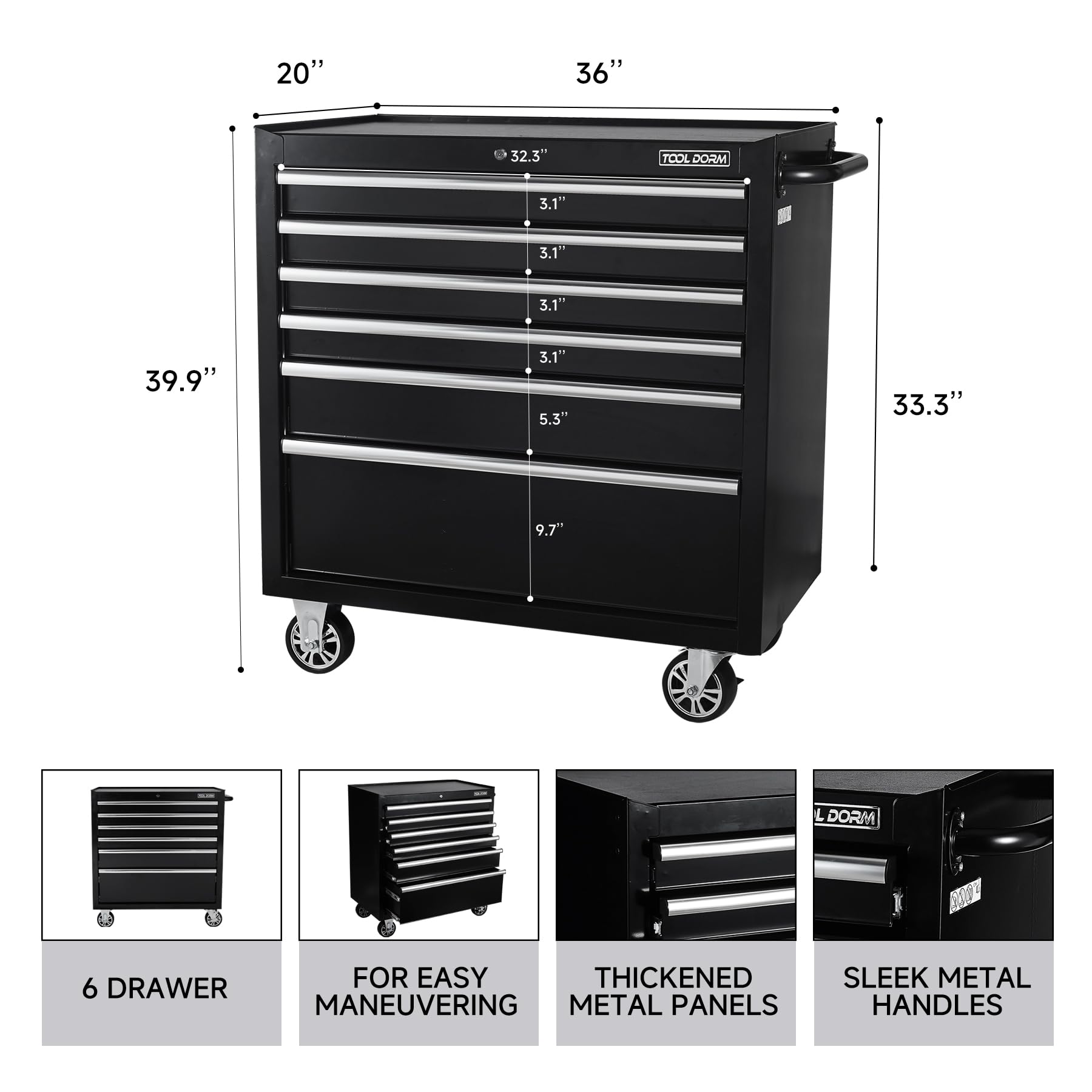 Uniquement pour l'expédition sur waybill 36 pouces 8-drawer Tool Cabinet empilable TT3606