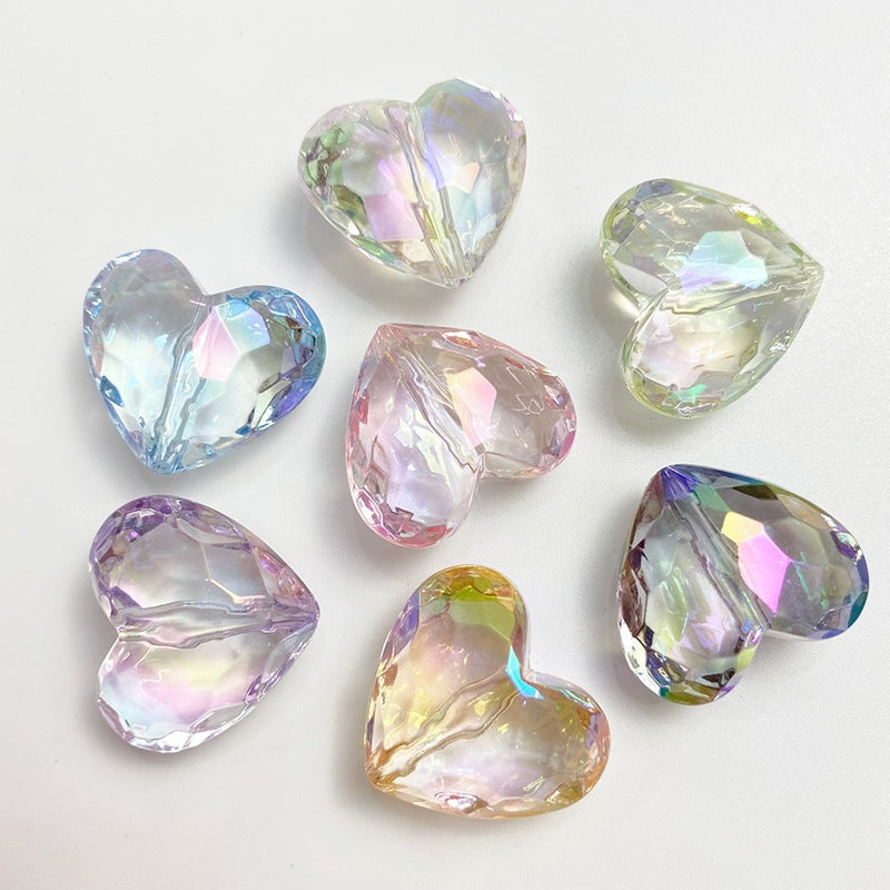 Perles de coeur en acrylique UV facettées