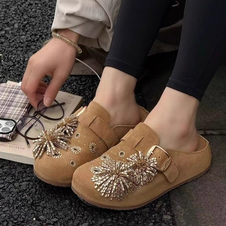 Femmes Grande Sole Strass Floral Birken Style Mules
