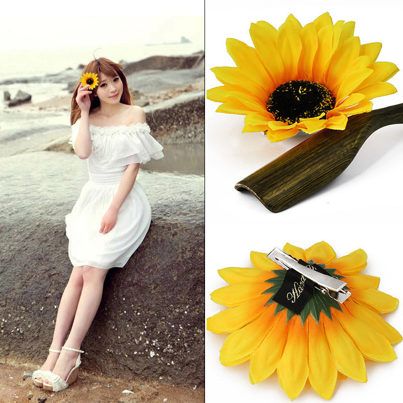 Fashion SUNFLOWER Barrettes Girls Seaside Vacation Photo Accessoires capillaires