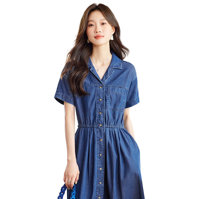 Light Tencel Denim Dress Inch Women Summer Style