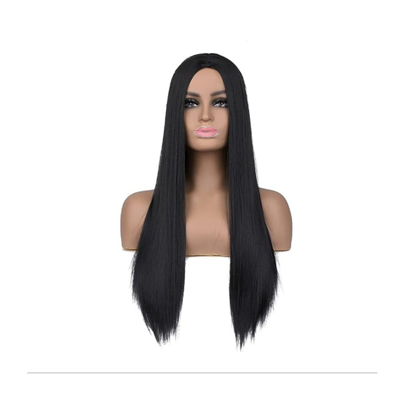 40Inch 100cm Longue Perruque longue femme droite Noir Perruque de costume d'anime