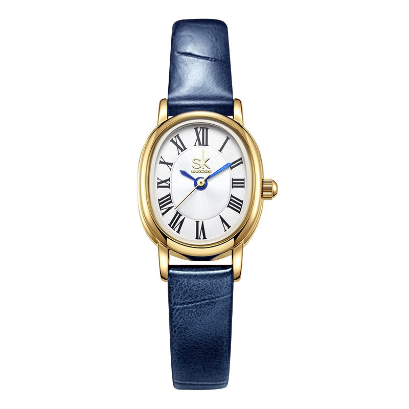 Montre Quartz en cuir ovale rétro