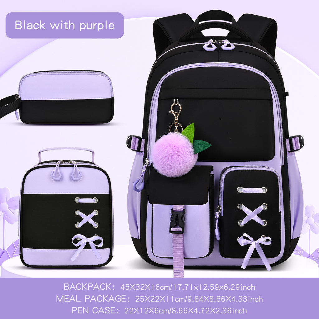 Large Capacity Backpack Three-Piece School Bag Set