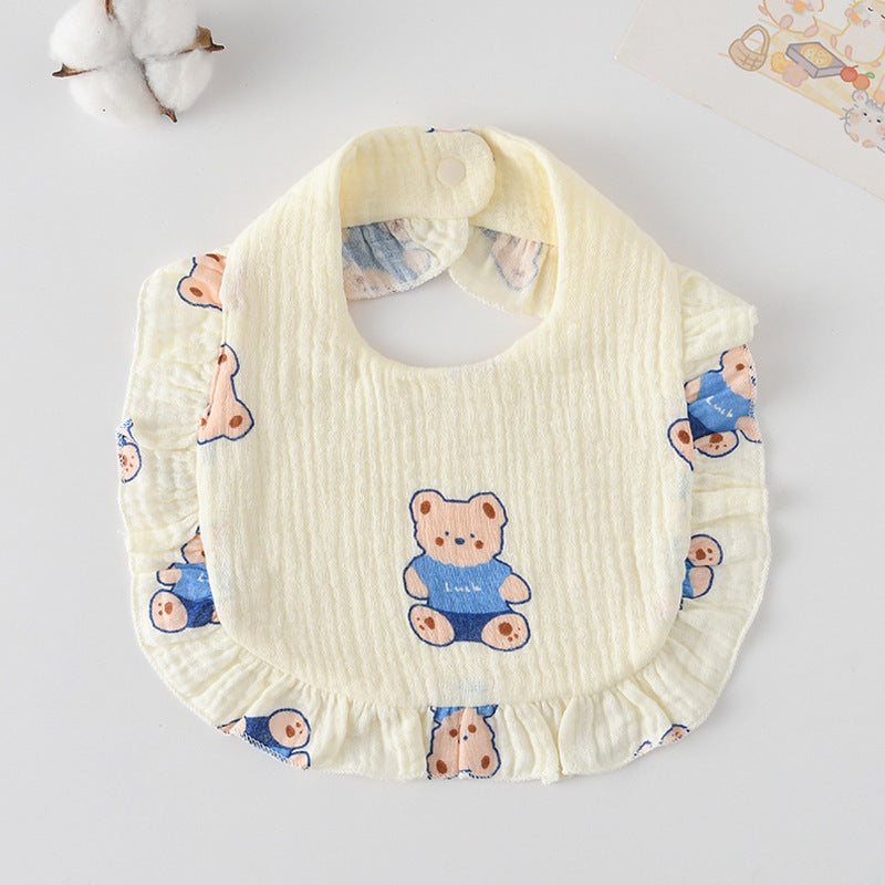 Bébé Bib Rufflé coton imprimé Gauze Dentelle Bib