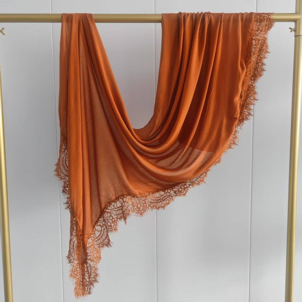 Solid Color Rayon Lace Scarf