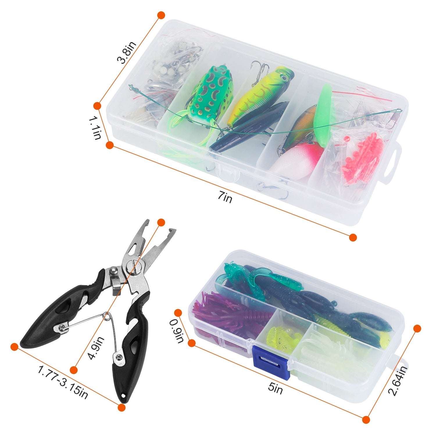 383Pcs Lures de pêche Tackle Box Bass Fishing Animated Lure Cranbbaits Spinnerbaits Soft Pl