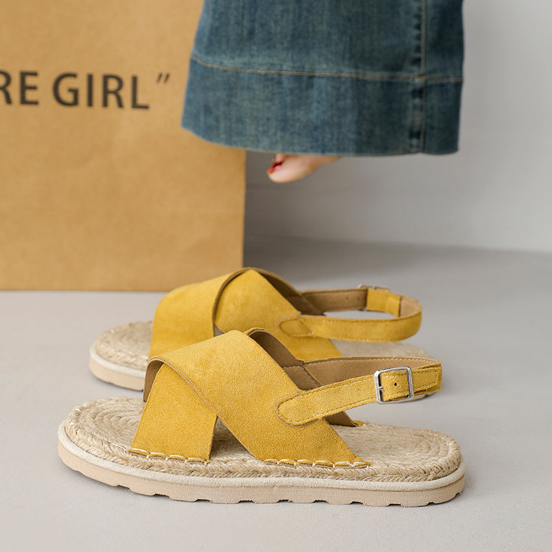 Femmes Boho Vacances Crisscross Wrap Suede Espadrille Sandales correspondant Casual Daily