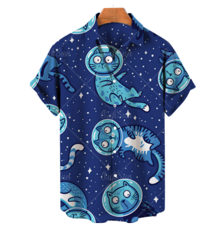 Chemise de chat hawaïen imprimée 3D