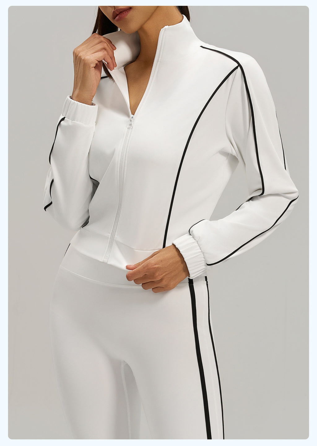 Linéaire Loose Cardigan Veste printemps et automne couleur contrastée haute élastique respirant C