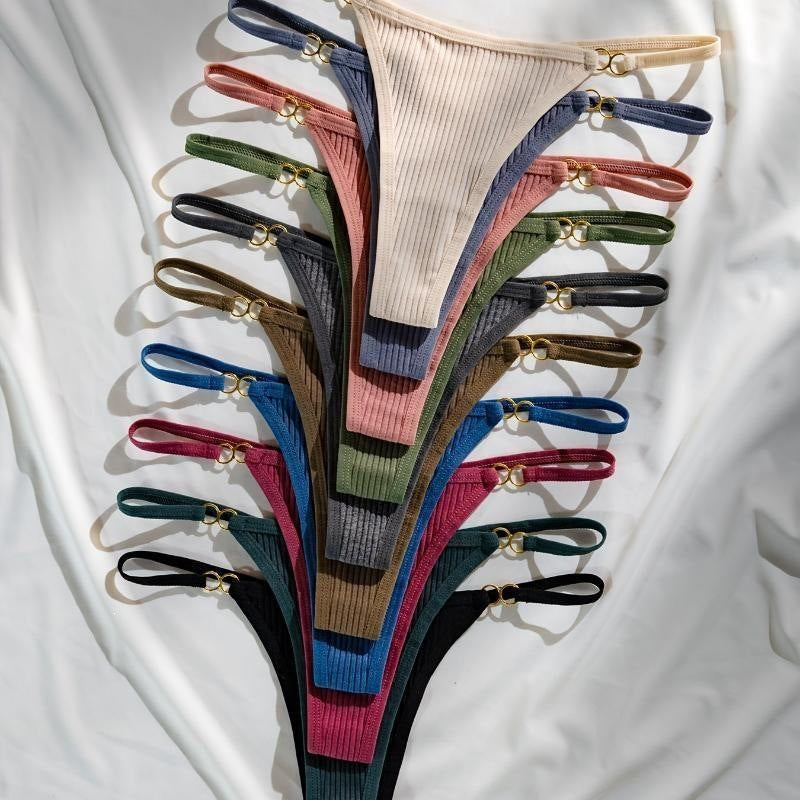 Simple de couleur solide des femmes Polyvalent mince taille basse String