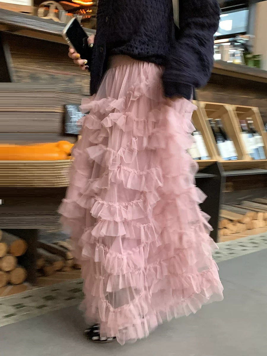 Jupe de gâteau en dentelle de Tulle taille haute