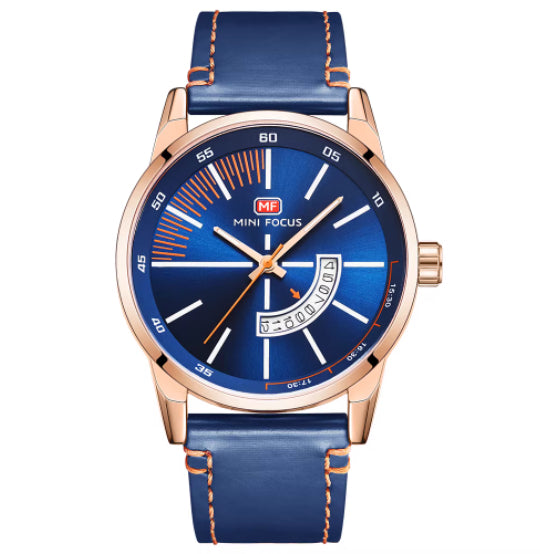 Montre de sport homme avec calendrier lumineux affichage étanche Et Bracelet en cuir véritable