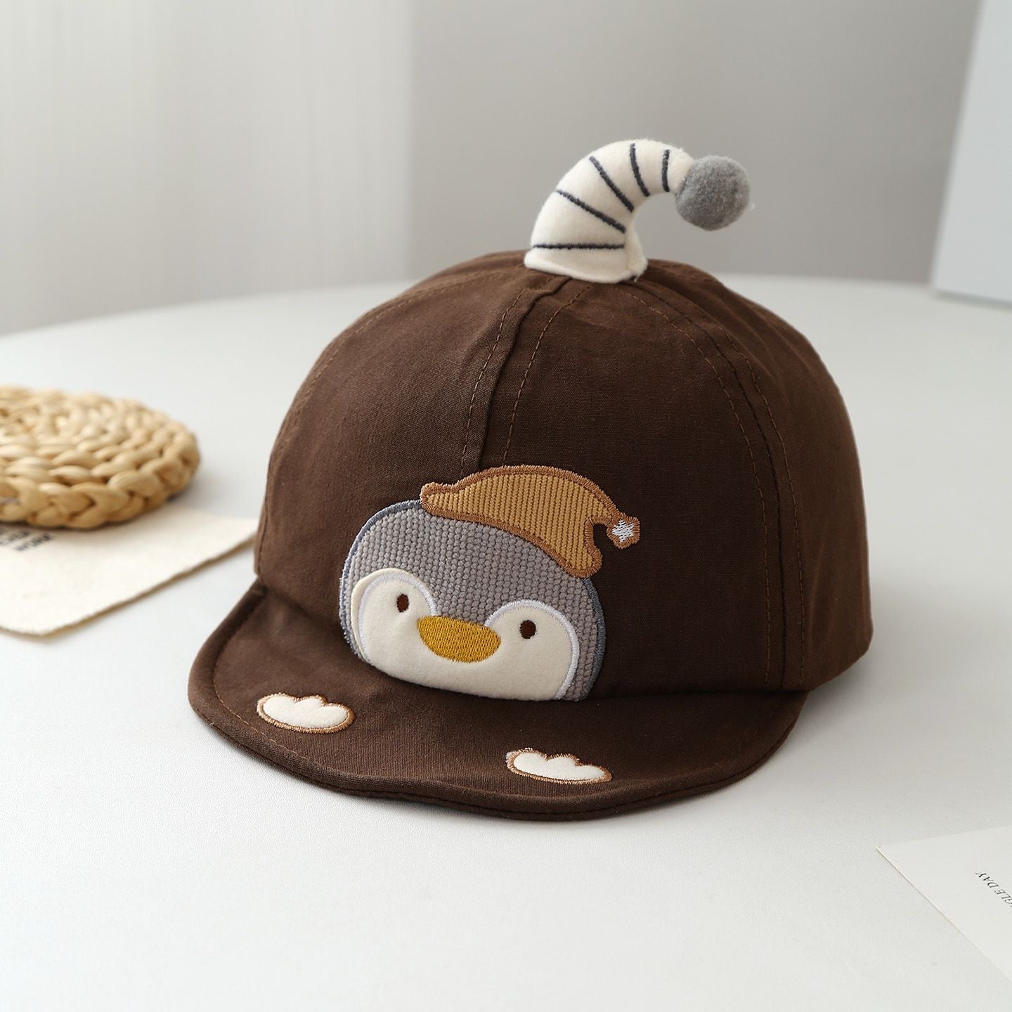 Été Penguin enfant brodé rayé Jujju doux et mignon style occasionnel Baseball Ca