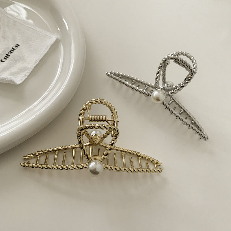 Metal Twist Cross Pearl Mode épingle à cheveux
