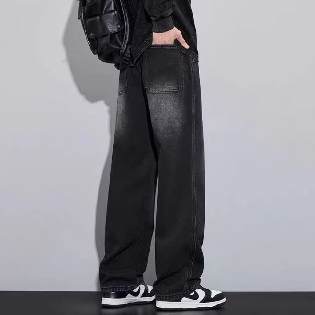 Jeans denim noirs épais pour homme pour l'automne Et l'hiver