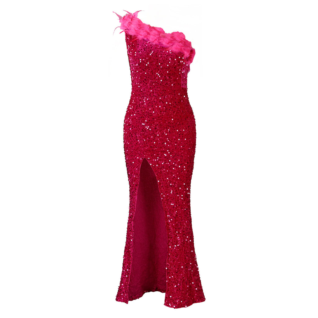 Femme d'été Sexy Sequin Split Robe Maxi