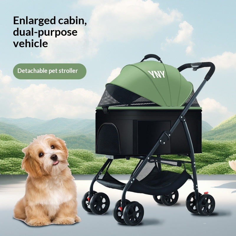 Poussette pour animaux pour chiens et chats Cage amovible portable avec conception pliante pour Po extérieur